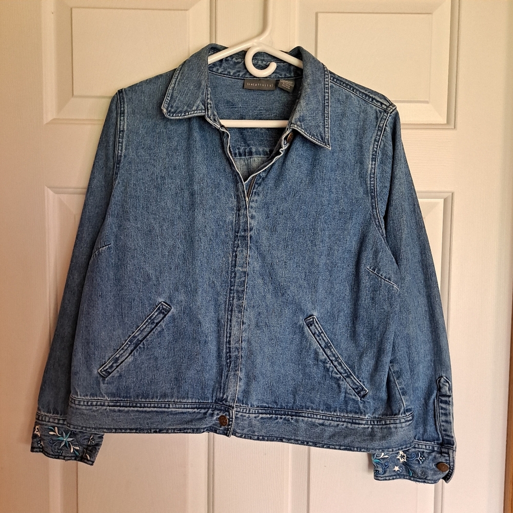 Relativity Full Zip Denim Jacket Womens Sz XL